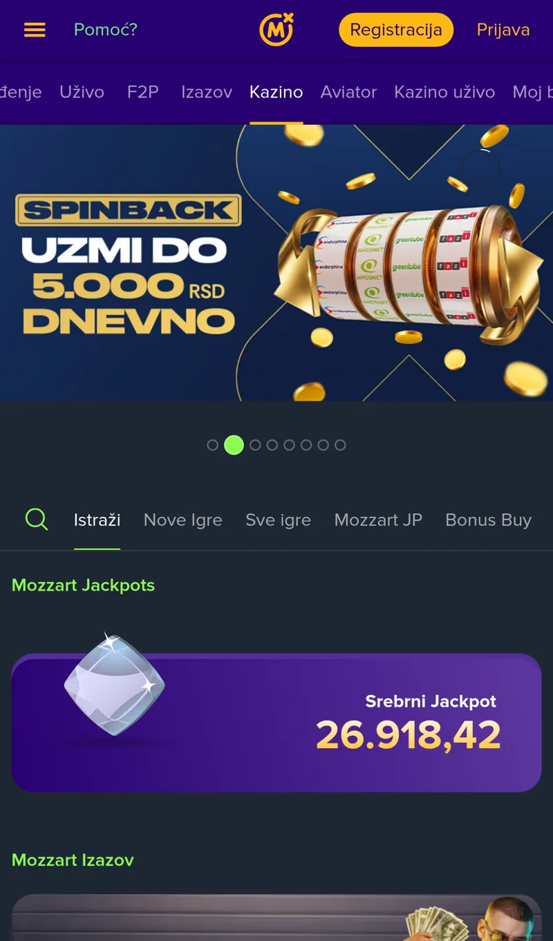 Mozzart – kazino, 26. oktobar 2026